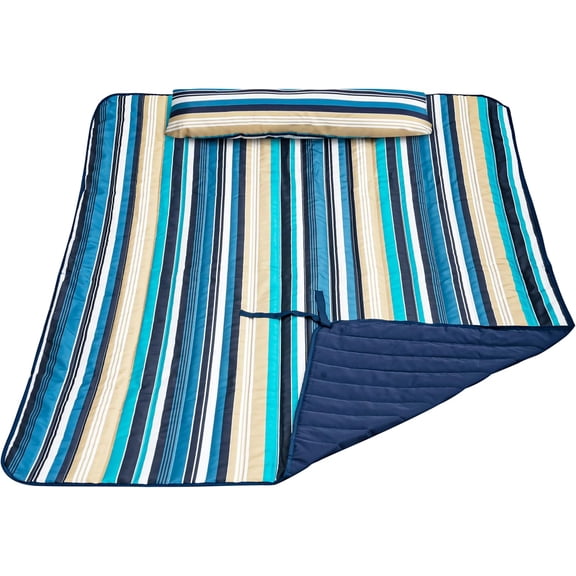 2 Person Hammock Pad with Pillow 78 x 55 Inches Double Polyester Quilted for Rope Hammock Blue Stripes