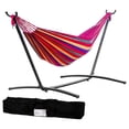 thumbnail image 1 of 2-Person Hammock with Weather-Resistant Canvas and Metal Stand by CycloneSound (Red), 1 of 6