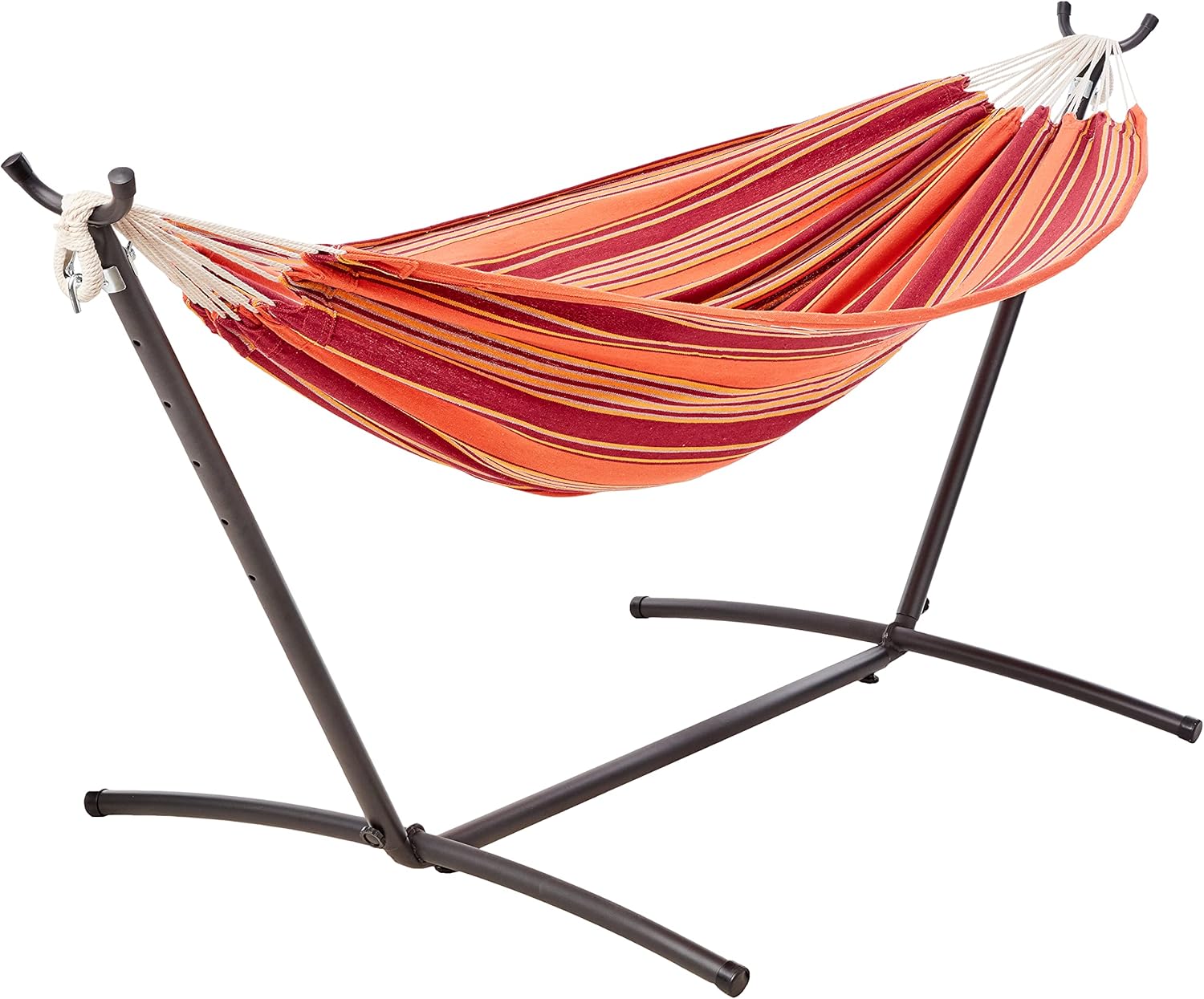 Double Cotton Hammock with Space Saving 9ft Steel Stand