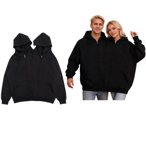 2 Person Hoodie Couples Hoodies Long Sleeve Zipper Matching Couple Hoodies Valentine Couple Sweatshirt