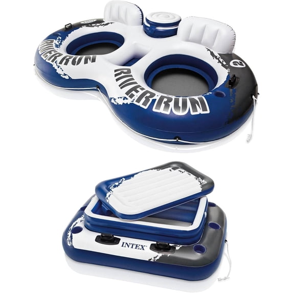 2-Person Inflatable Floating Lounge with Built-in Cooler