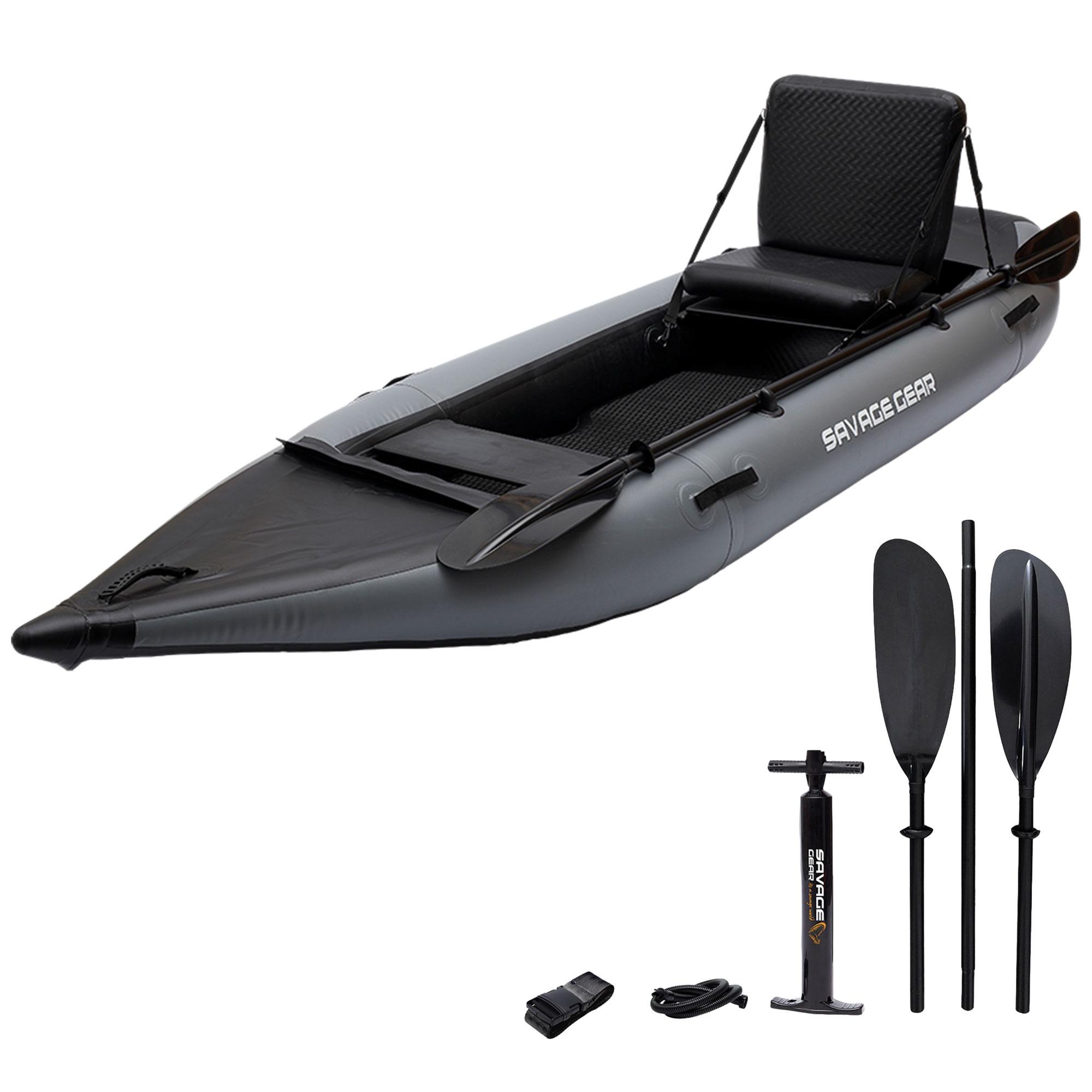 2 Person Inflatable Kayak, Fishing PVC Kayak Boat, Inflatable Boat Rescue Rubber Rowing Boat with Pump, Aluminum Alloy Seat, Paddle, Inflatable Mat, Repair Kit, Fin 440lb Weight Capacity - image 1 of 10