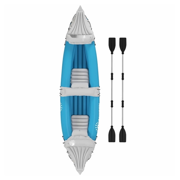 2 Person Inflatable Kayak with Paddles, Tandem Blow Up Boat - Blue