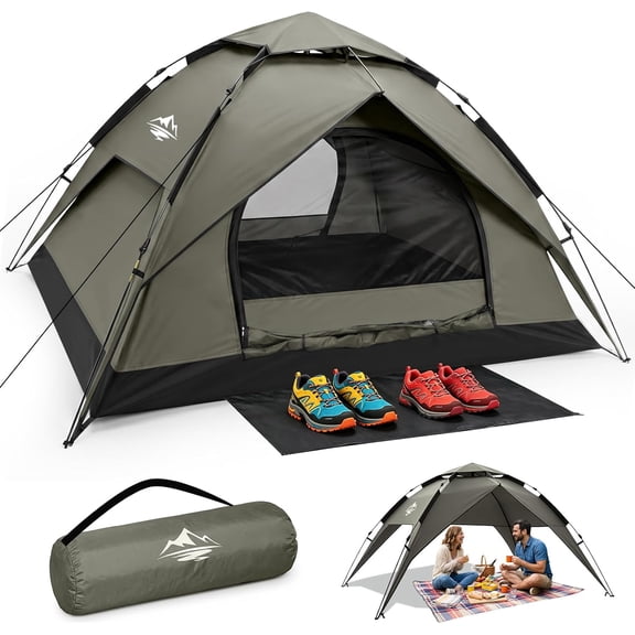 2 Person Instant Pop Up Camping Tent with Rainfly Double Layer Waterproof Windproof Easy Setup