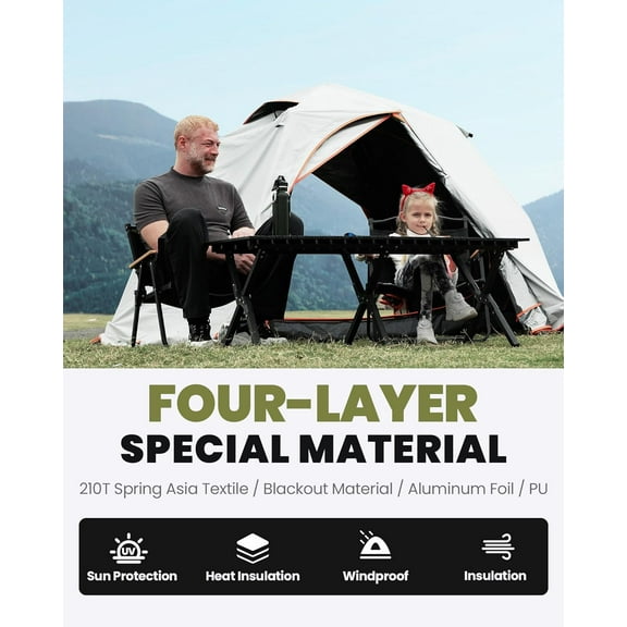 2 Person Lightweight 4 Seasons Tent, Waterproof & Windproof Outdoor Canopy for Camping, Hiking and Mountaineering