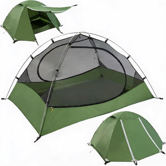 2 Person Lightweight Backpacking Tent with Waterproof Polyester Rain Fly and Bathtub Floor
