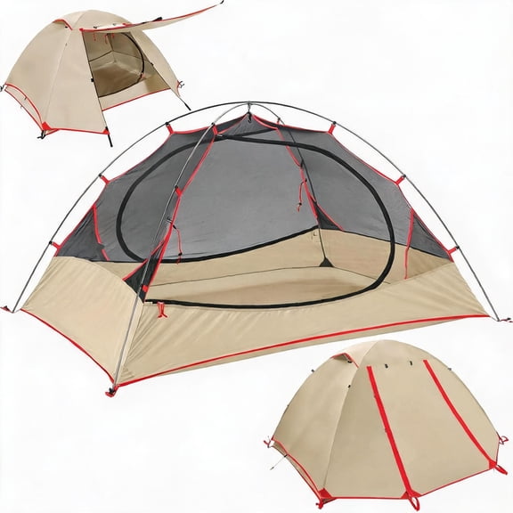 2 Person Lightweight Backpacking Tent with Waterproof Polyester Rain Fly and Bathtub Floor