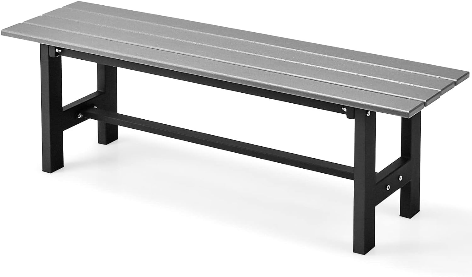 2-Person Outdoor Bench Seat - Backless Patio Garden Bench, 47 Weatherproof Outside Chair with Slatted Seat, Metal Frame, 660 LBS Capacity, Dining Bench Chair for Yard, Park, Balcony, Gray