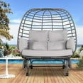 Brafab Luxury 2-Person Outdoor Metal Double Hanging Egg Chair, Wicker ...