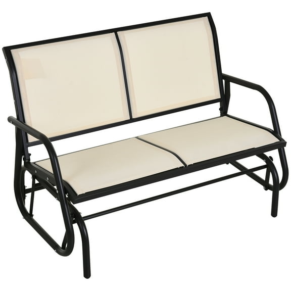 2-Person Outdoor Glider Bench Patio Double Swing Rocker for Backyard, Porch, and Garden Beige