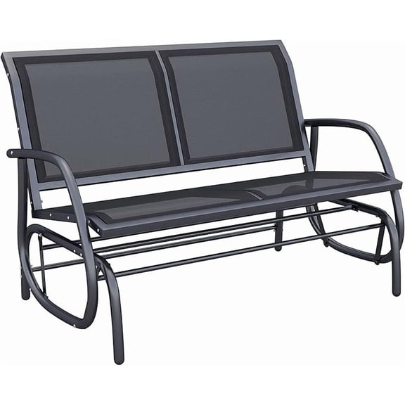 2-Person Outdoor Glider Bench, Patio Double Swing Rocking Chair Loveseat w/ Powder Coated Steel Frame for Backyard Garden Porch, Black