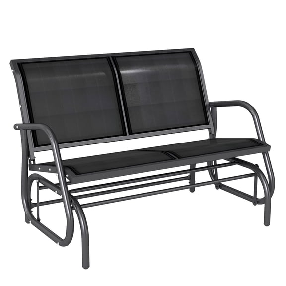 2-Person Outdoor Glider, Patio Rocking Chair for Two, Steel Frame - Black