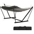 thumbnail image 1 of 2 Person Outdoor Hammock with Stand, Heavy Duty Portable Double Hammock with Balance Rope, MAX 450 LBS Capacity for Patio, Backyard, Garden, Beach, 1 of 8