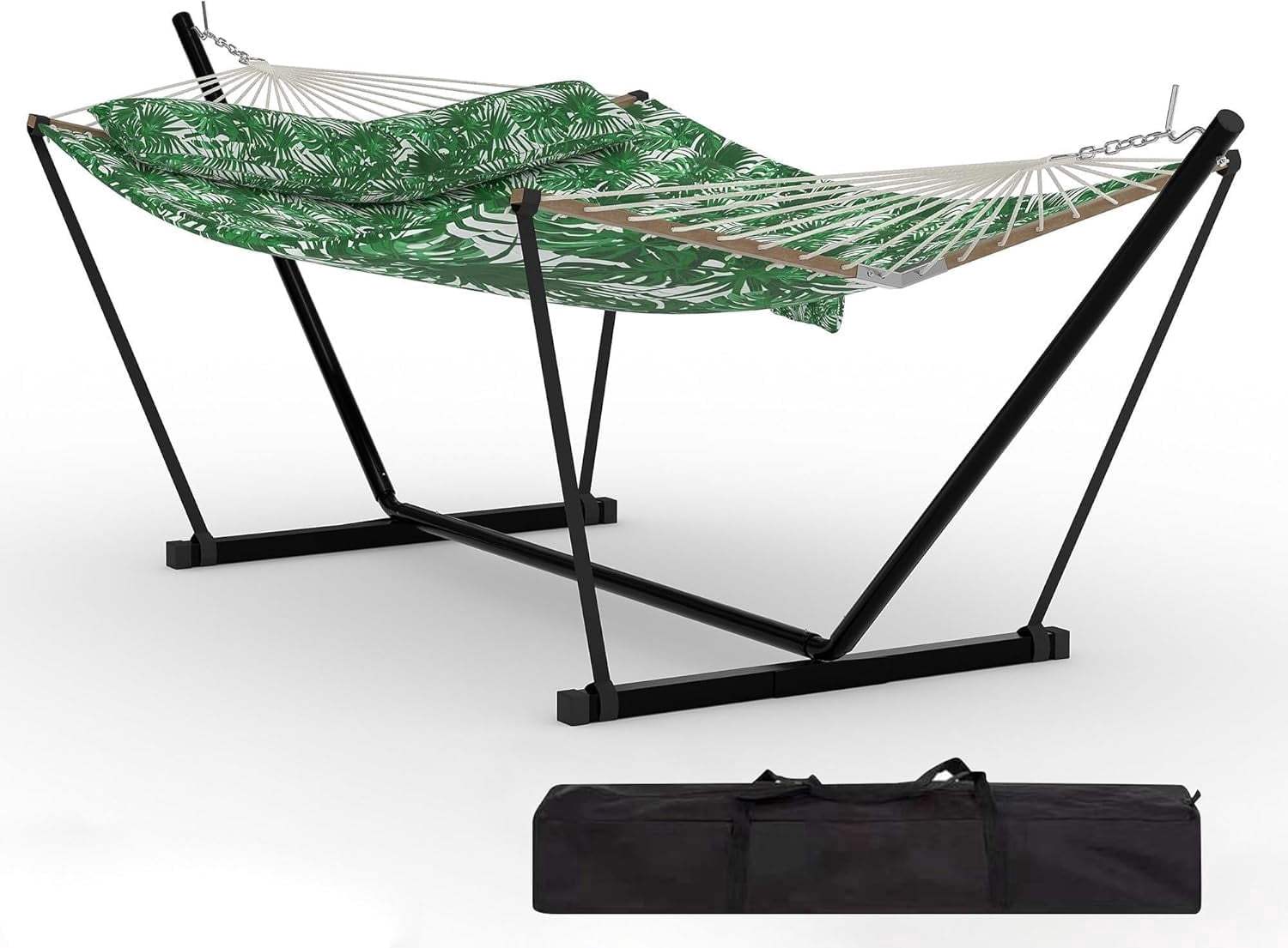 2 Person Outdoor Hammock with Stand, Heavy Duty Portable Double Hammock with Balance Rope, MAX 450 LBS Capacity for Patio, Backyard, Garden, Beach