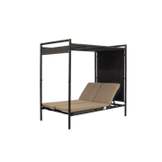 2-Person Outdoor Patio Daybed with Adjustable Canopy and Reclining Backrest