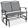thumbnail image 1 of 2-Person Outdoor Patio Swing Glider Steel Bench Loveseat Rocker for Deck, Porch w/Textilene Fabric, Steel Frame - Gray, 1 of 7