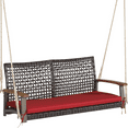 2Person Outdoor Porch Swing with 118" Hanging Ropes Patiojoy PE Wicker