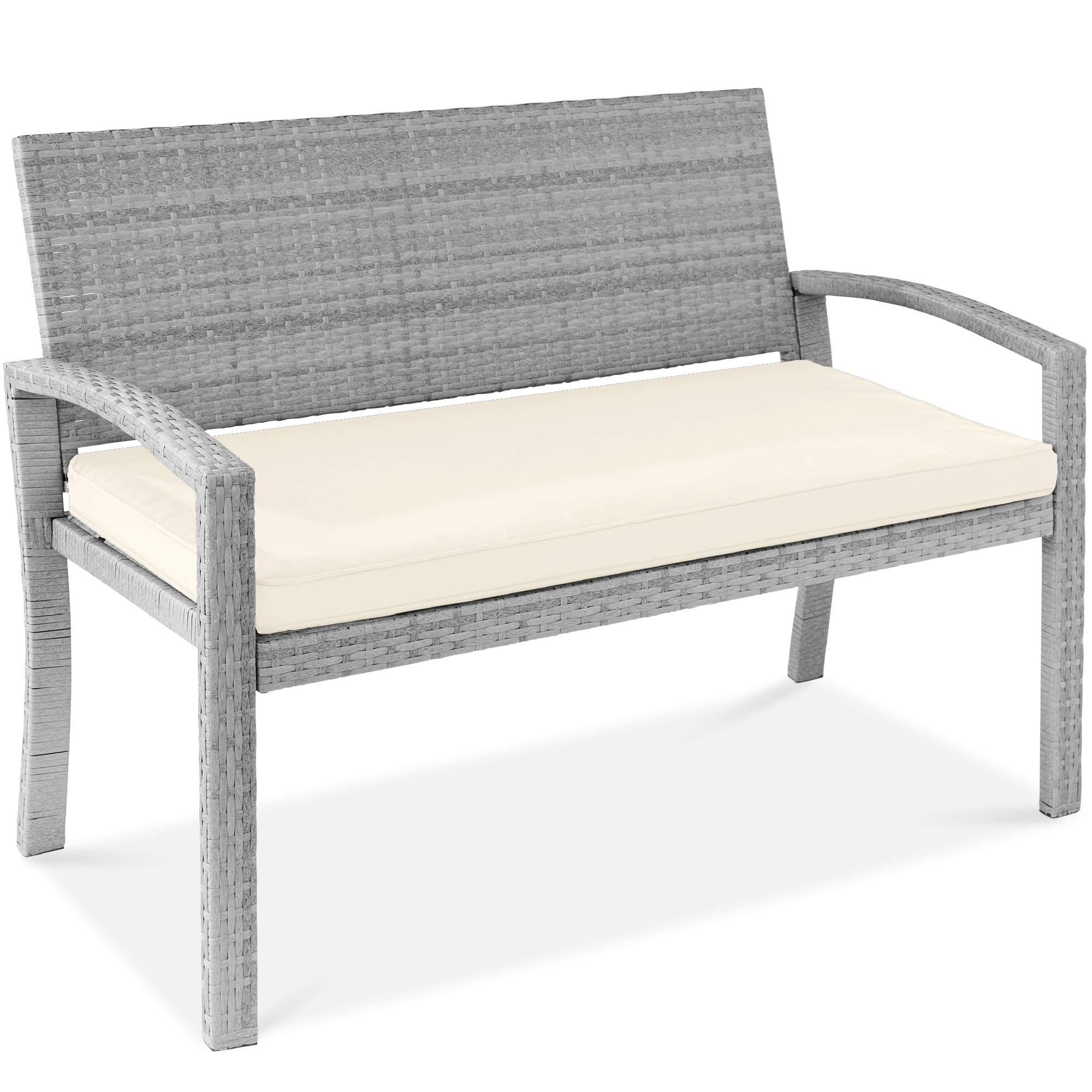 Best Choice Products 2-Person Outdoor Wicker Bench Garden Patio Porch ...