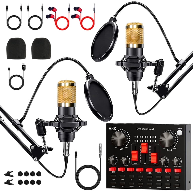 2-Person Podcast Equipment Bundle with Dual BM800 Microphones, V8K