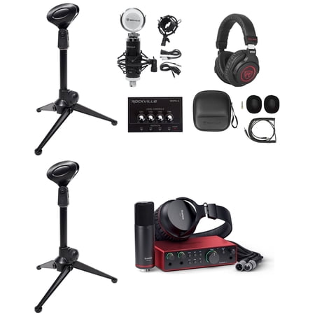 2-Person Podcast Recording Kit w/Scarlett 2i2 Studio 4th Gen Interface + Stands