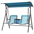 thumbnail image 1 of 2 Person Porch Swing with Canopy, Storage Table, Cup Holder, Blue, 1 of 7