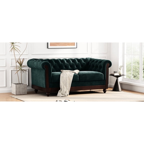 2 - Person Rolled Arm Velvet Sofa | Designed for Small Living Areas and Family Time | High - quality Velvet and Durable Pine Wood | Overcomes Space and Comfort Issues