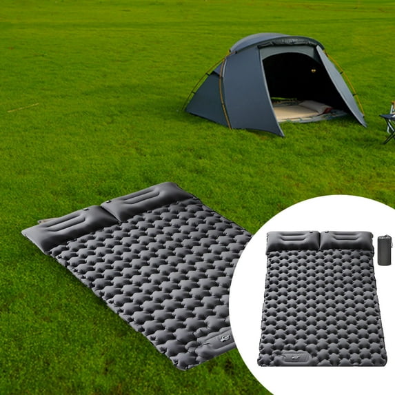 2-Person Self-Inflating Sleeping Pad - Extra Thick Camping Mat for Couples, Compact Inflatable Air Mattress for Backpacking, Hiking & Tent Camping with Pillow
