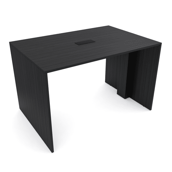 2 Person Standing Height Table | Extra Wide Face-To-Face Desk | 4x5 All Laminate Teaming Table With Power And Data| Asian Night And Black