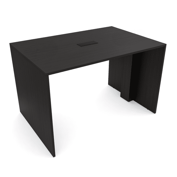 2 Person Standing Height Table | Extra Wide Face-To-Face Desk | 4x5 All Laminate Teaming Table With Power And Data | Black Cypress And Black