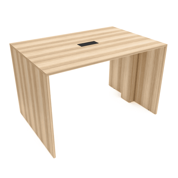 2 Person Standing Height Table | Extra Wide Face-To-Face Desk | 4x5 All Laminate Teaming Table With Power And Data | Blonde Surfside Ash And Black