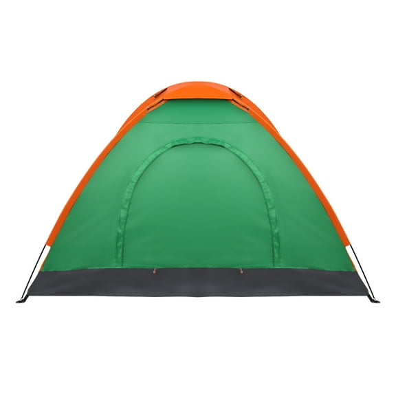 2-Person Waterproof Camping Dome Tent - Durable Oxford Fabric, Fiberglass Poles, Orange/Green - Ideal for Outdoor Hiking, Backpacking & Survival Adventures