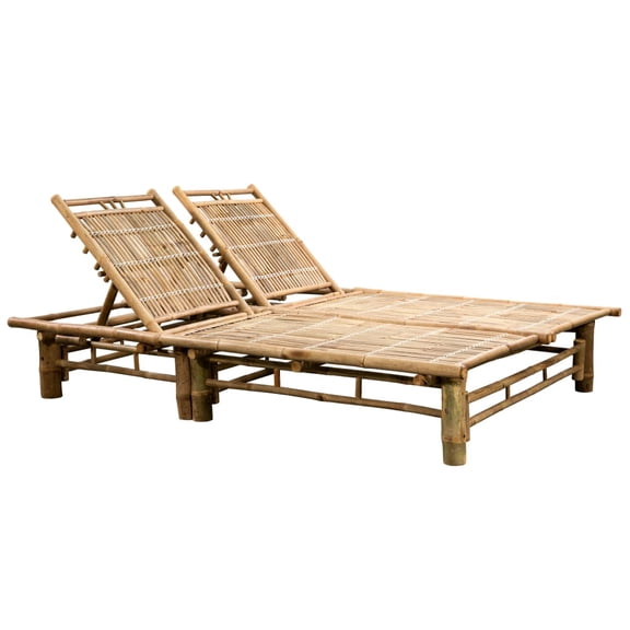 2Person Weatherresistant Bamboo Sun Lounger With Threeposition Independent Reclining Backrest