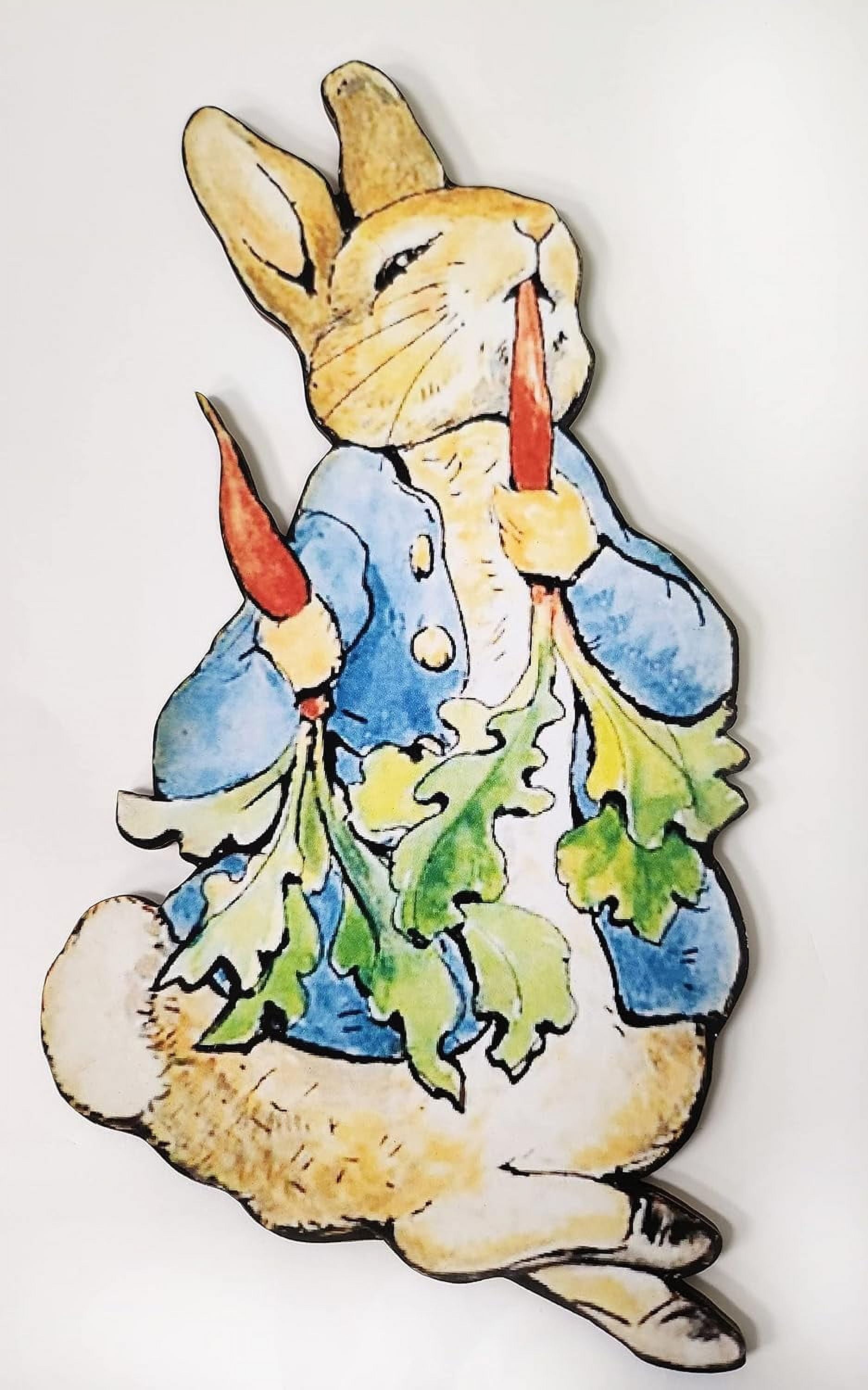2 Peter Rabbits Eating A Carrot Wood Cut Outs 3Inch And 8 Inch Solid