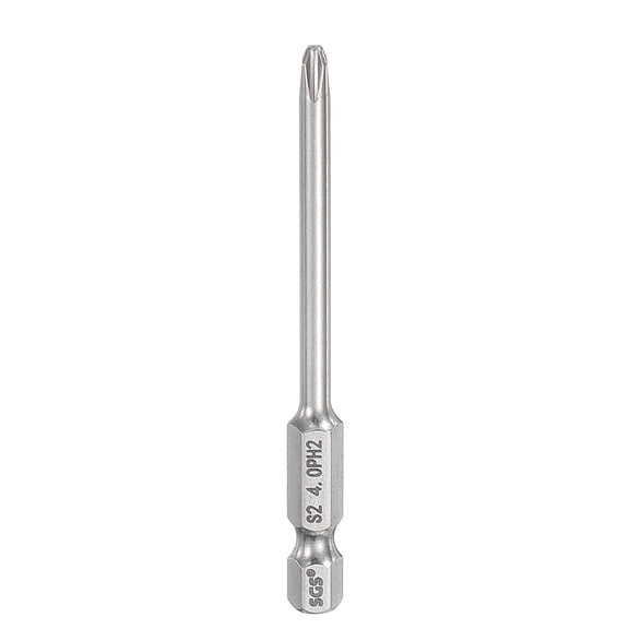 #2 Phillips Screwdriver Bit PH2 1/4" Hex Shank 3" (75mm) Long 0.16" Rod Magnetic Cross Head Drill Bits S2 Steel Industrial Screw Driver for Power Screwdrivers Drills, Silver