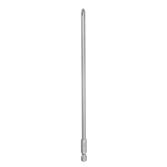 #2 Phillips Screwdriver Bit PH2 1/4" Hex Shank 8" (200mm) Long 0.2" Rod Magnetic Cross Head Drill Bits S2 Steel Industrial Screw Driver for Power Screwdrivers Drills, Silver