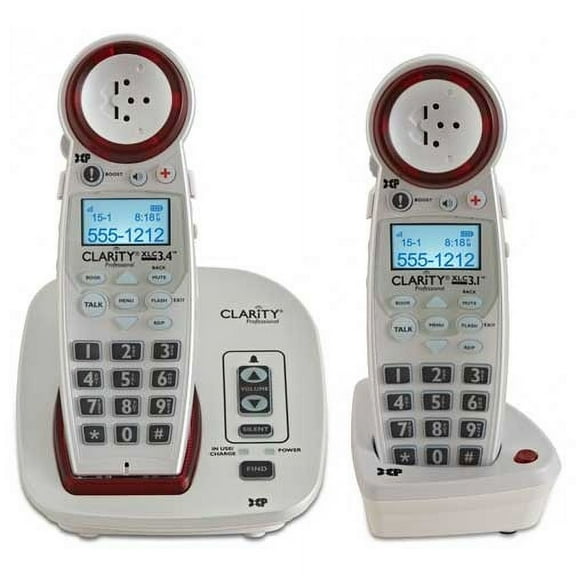 2 Phone Bundle for Severe Hearing Loss - Includes 1 Base Unit with Extra Loud Speakerphone and 1 Expansion Handset - Clarity Model XLC3.4COMBO