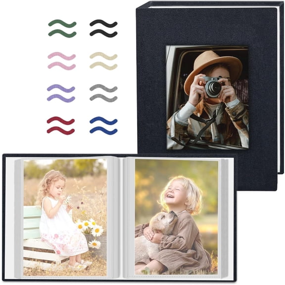 2  Photo Album 4x6 Pictures, Small Linen Slip-in Photo Albums Book for 80 Photos with 40 Pockets, Birthday Gifts for Women Mom Family