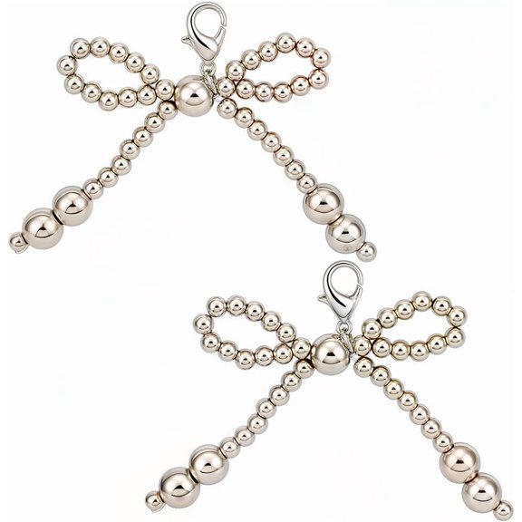 2 Piars Bowknot Plastic Imitation Pearls Shoe Charms Shoe Decorations Gray 57mm DIY