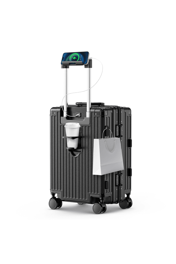 20 inch Carry on Luggage Airline Approved, PC Hardside Suitcase with Spinner Wheels, TSA Lock, Lightweight Travel Luggage, Black