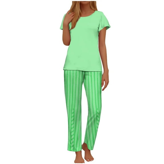 2 Picec of Outfit Sets for Womens Fashion Plus Size Summer and Autumn Loose Printed Long Sleeved Round Neck Drawstring Casual Set