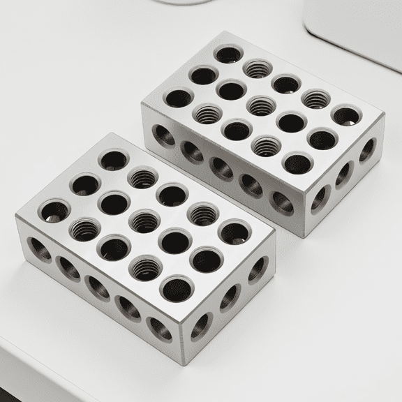 2-Piece 1-2-3 Block Set with 23 Holes, Precision Ground Case Hardened Parallel Blocks, 1 x 2 x 3 Inch, 0.0002 Inch Tolerance