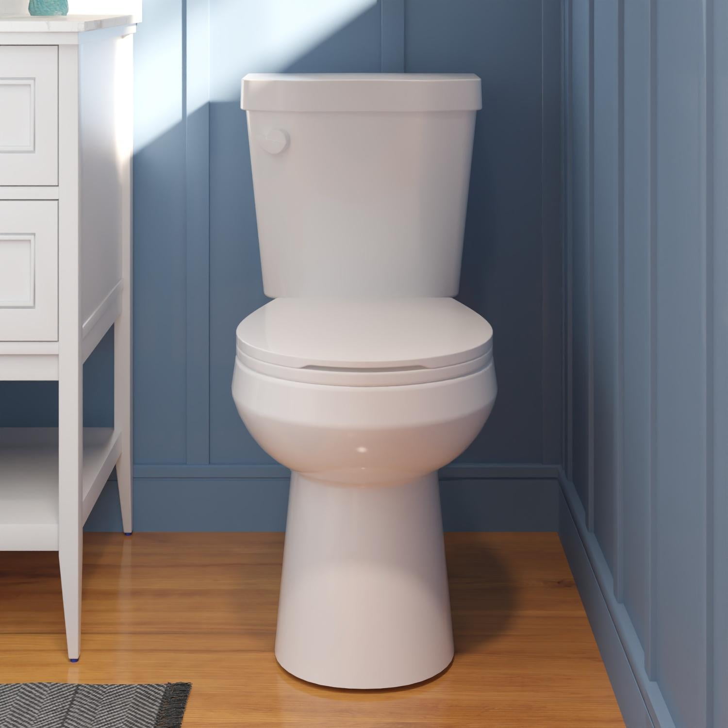 White Round Dual Flush ADA Chair Height Toilet with Soft Close Seat
