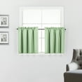 thumbnail image 1 of 2 Piece 100% Blackout Insulated Rod Pocket Kitchen Curtain Tiers Set for Small Windows 24" Long, Sage, 1 of 4