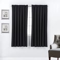 thumbnail image 1 of 2 Piece 100% Blackout Rod Pocket Window Panel Curtain Drape Set 52"W x 63"L, Black, 1 of 4