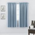 thumbnail image 1 of 2 Piece 100% Blackout Rod Pocket Window Panel Curtain Drape Set 52"W x 63"L, Slate Blue, 1 of 4