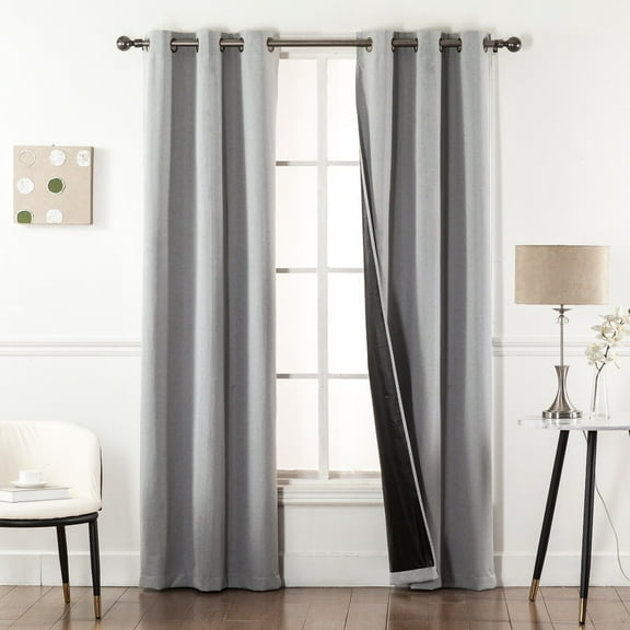 2-Piece 100% Blackout Thermal Curtains - Black Back & Grommets - 4 SIZES