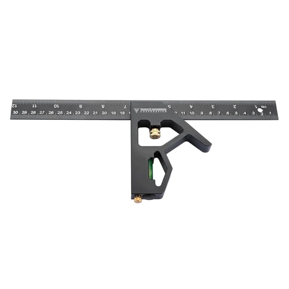 2-Piece 12" Aluminum Combination Square t - with Bubble Level and Draw Pin, Lar-Etched Markings for Accurate Measurement, Includes Both Inch&mm, Measuring Tool Woodworking