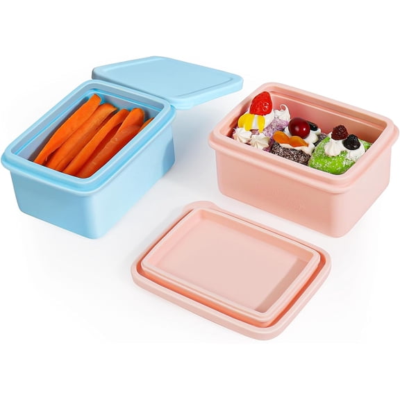 2 Piece 13.5 Oz Silicone Snack Container Leak Proof Microwavable Vault