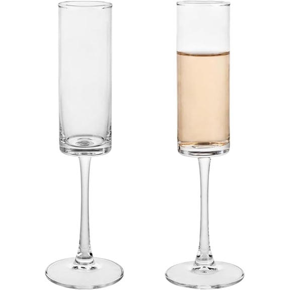 2 Piece 160ML Clear Glass Champagne Flute Toasting Cup Beverage Drinkware