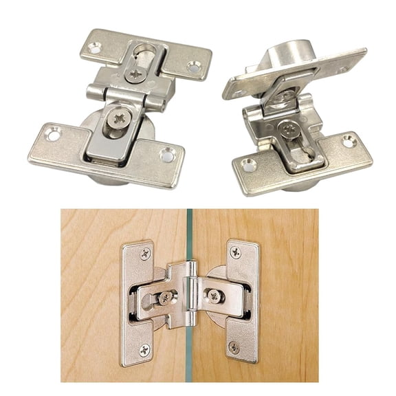 2-Piece 180 Degree Flush Folding Hidden Cabinet Hinges - 90 Degree Adjustable Closet Link Door Hinges